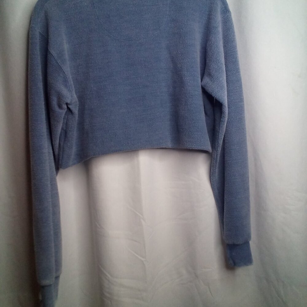 Royce Cropped Sweatshirt S Women Long Sleeve Thumb Holes Blue - Picture 4 of 15